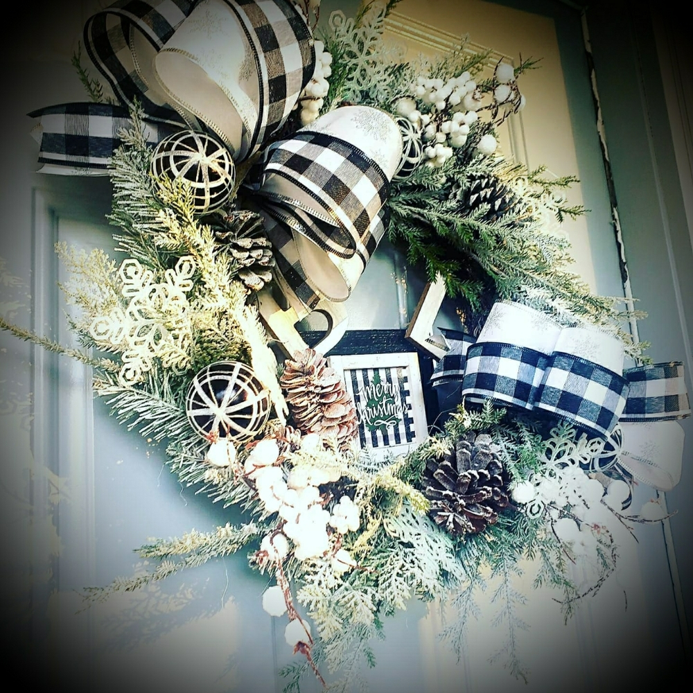 Christmas Flocked Pine Wreath